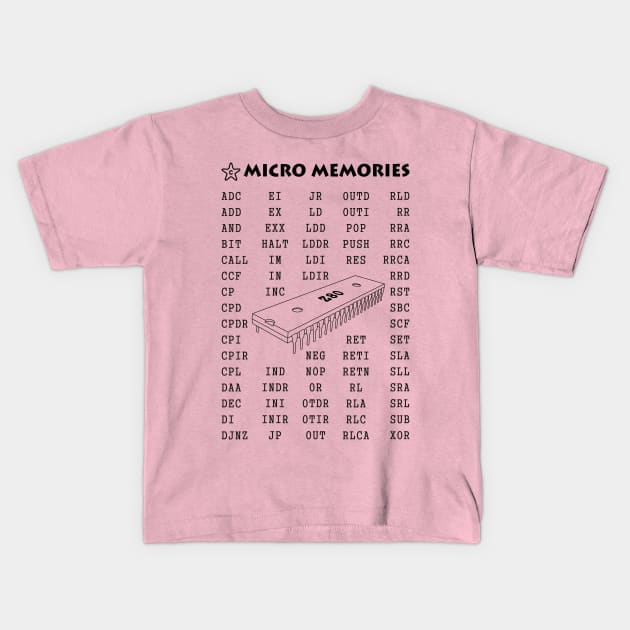 Z80 Microprocessor and Opcodes Kids T-Shirt by Starchip Designs